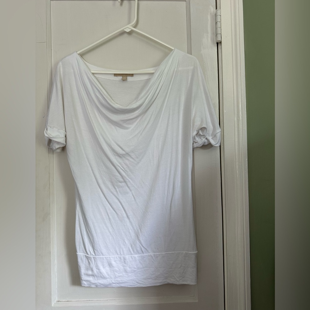 Banana Republic White Draped Short Sleeve Blouse